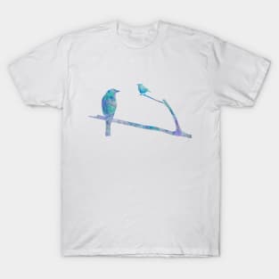 Birds On Branch Watercolor Painting T-Shirt